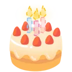 dotted line face + birthday cake