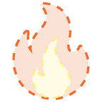 dotted line face + fire