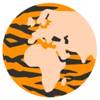 Tigergesicht + Globus mit Europa und Afrika