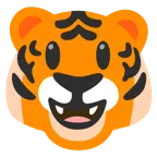 Tigergesicht + grinsendes Gesicht mit großen Augen