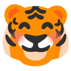 Tigergesicht + lächelndes Gesicht mit lachenden Augen
