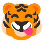 Tigergesicht + sich die Lippen leckendes Gesicht