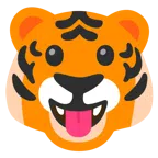 Tigergesicht + Gesicht mit herausgestreckter Zunge