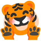 Tigergesicht + Gesicht mit umarmenden Händen