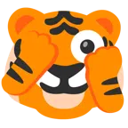 Tigergesicht + Gesicht mit durch die Finger linsendem Auge