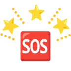 funkelnder Stern + SOS-Zeichen