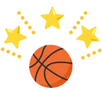 funkelnder Stern + Basketball