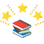funkelnder Stern + Bücherstapel