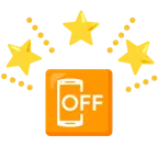 funkelnder Stern + Mobiltelefon aus