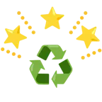 funkelnder Stern + Recycling-Symbol
