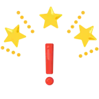 funkelnder Stern + rotes Ausrufezeichen