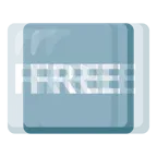 schlagendes Herz + Wort „Free“ in blauem Quadrat