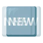 schlagendes Herz + Wort „New“ in blauem Quadrat