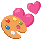 dos corazones + paleta de pintor