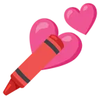 dos corazones + lápiz de cera