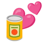 dos corazones + comida enlatada