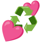 dos corazones + símbolo de reciclaje