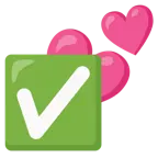 dos corazones + botón de marca de verificación