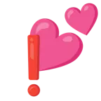 dos corazones + exclamación roja