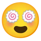 وجه مبتسم مع عينين على شكل قلب + كعكة سمك بشكل حلزوني