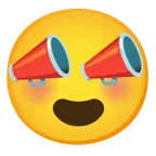 وجه مبتسم مع عينين على شكل قلب + مضخم الصوت