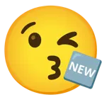 وجه يرسل قبلة + زر "جديد"