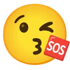 وجه يرسل قبلة + زر "طوارئ"