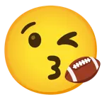 وجه يرسل قبلة + كرة قدم أمريكية