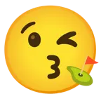 وجه يرسل قبلة + علم على حفرة