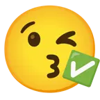 وجه يرسل قبلة + زر علامة تحديد
