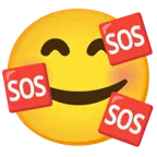 وجه مبتسم مع ثلاثة قلوب + زر "طوارئ"