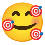 وجه مبتسم مع ثلاثة قلوب + نشان