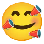 وجه مبتسم مع ثلاثة قلوب + مضخم الصوت