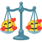 وجه مبتسم مع ثلاثة قلوب + ميزان