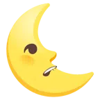 labio mordido + luna de cuarto menguante con cara