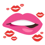 labio mordido + marca de beso