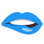 labio mordido + corazón azul