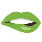 labio mordido + corazón verde