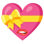 labio mordido + corazón con lazo