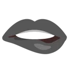 labio mordido + corazón negro