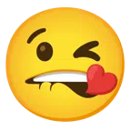 labio mordido + cara lanzando un beso