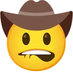 labio mordido + cara con sombrero de vaquero