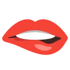 labio mordido + corazón rojo