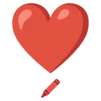 exclamación de corazón + lápiz de cera