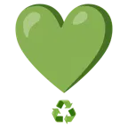 exclamación de corazón + símbolo de reciclaje