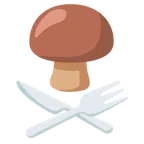 Fliegenpilz + Teller mit Messer und Gabel