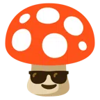 Fliegenpilz + lächelndes Gesicht mit Sonnenbrille