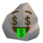 Felsen + Gesicht mit Dollarzeichen