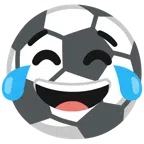 pallone da calcio + faccina con lacrime di gioia