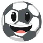 pallone da calcio + faccina con sorriso e occhi spalancati